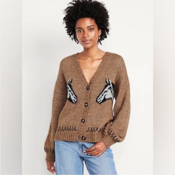Old Navy Horse Wool-Blend Cardigan Sweater - Picture 1 of 3